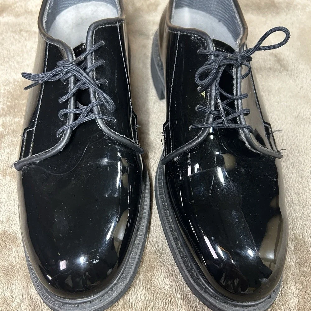 Bates Mens 8 E Wide Black High Gloss Uniform Duty Dress‎ Shoes Oxford Vibram